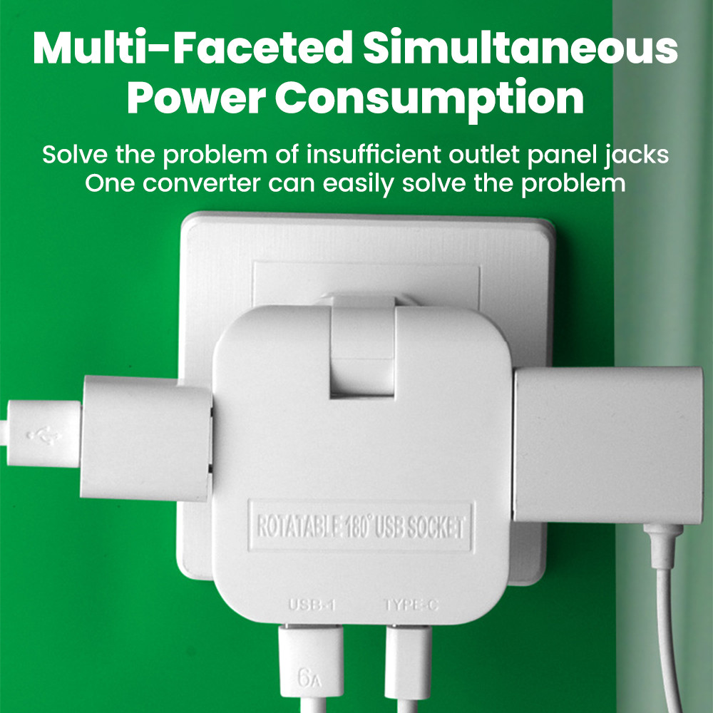 เอลลี่ 3 ใน 1 180° Rotatable EU Plug Socket Extension รูปที่ 7