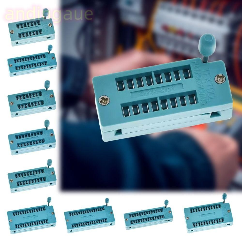 ANDIN IC Lock Seat ZIF Socket, DIP Universal 2.54 MM ZIF IC Socket, 14 16 18 20 24 28 32 40 P Pin Green Test Solder Type Socket