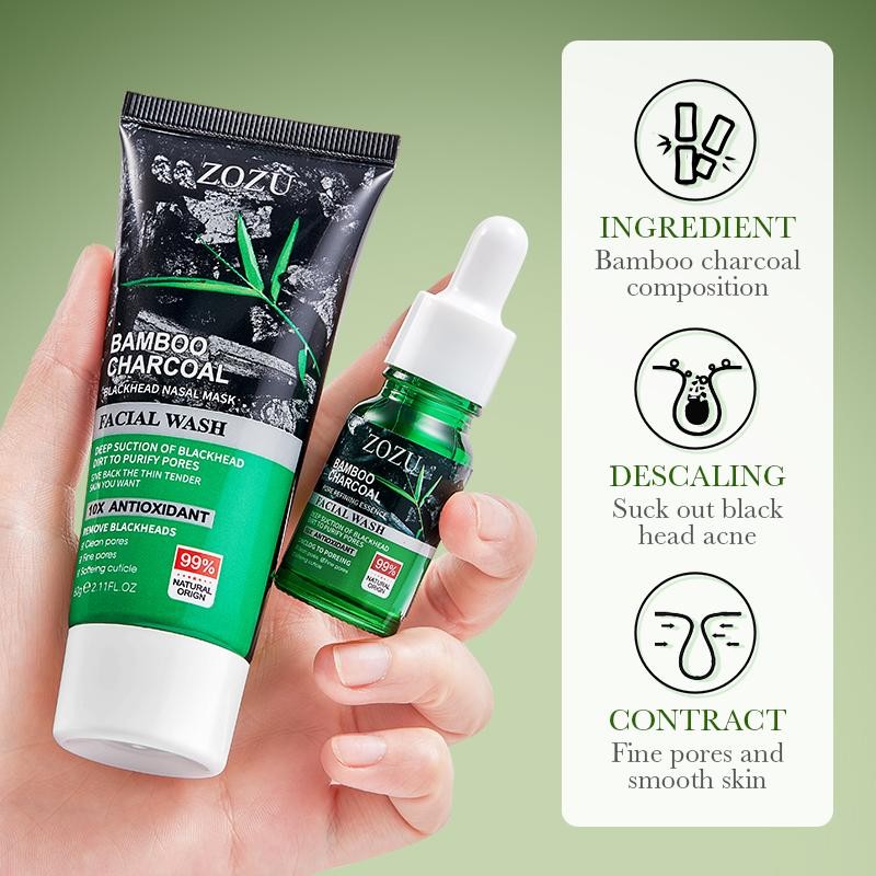 Zozu ชุดกําจัดสิวหัวดําและรูขุมขน 10ml+60g+10ml H3o2