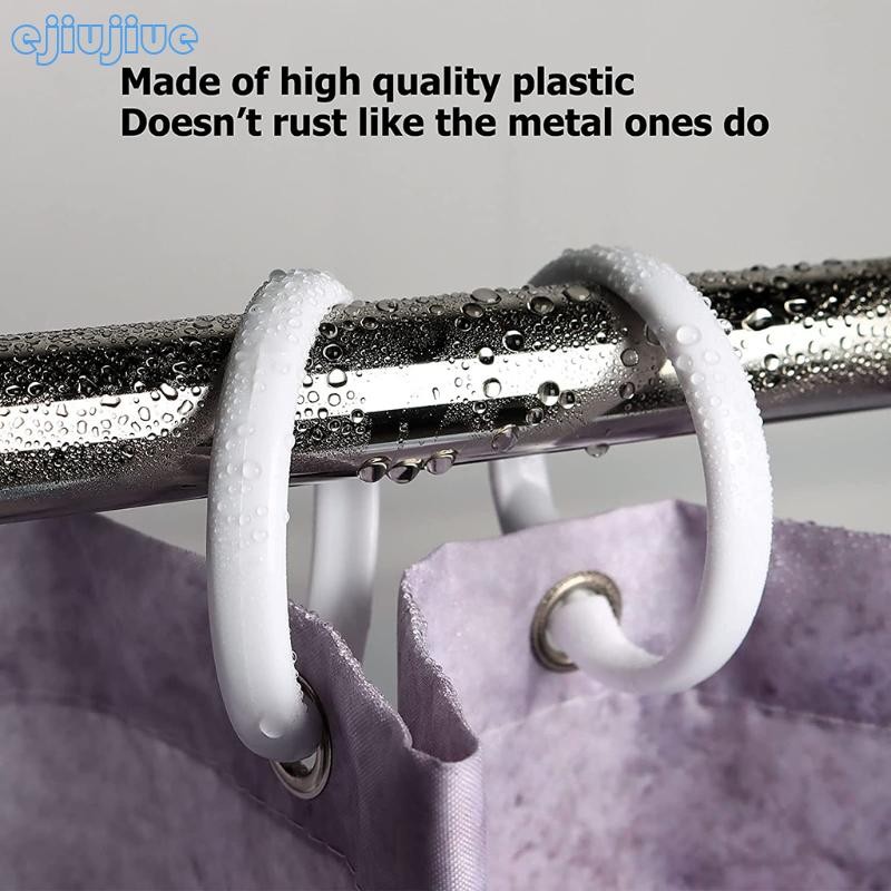 Cc 12 ชิ้นวงกลมม่านอาบน้ําพลาสติก O แหวน Duable ผ้าม่าน Loop Hooks สําหรับห้องน้ํา Gliding บน Shower Rod Easy Snap Cl