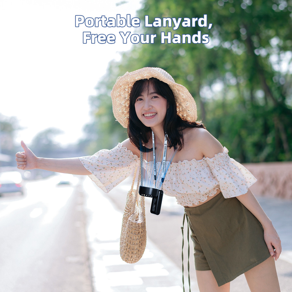 GOOJODOQ GFS003 มินิแฟน พัดลมมือถือ เงียบ การไหลของอากาศความเร็วสูง การปรับความเร็ว พัดลมคอพับ - รูปที่ 6