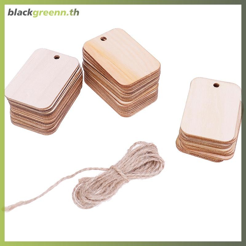 BREE 50 ชิ้นเครื่องประดับไม้ Planks แท็กไม้ป้ายแขวนแผ่น DIY แกะสลักหัตถกรรม