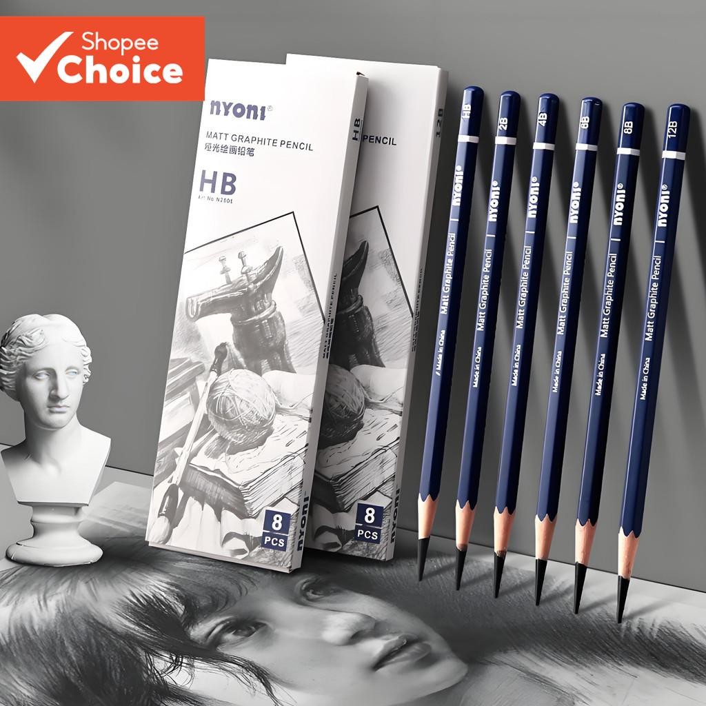 ชุดดินสอร่างด้าน HB 2B 4B 6B 8B 12B ศิลปินนักเรียน Matt Graphite Drawing Art Supplies