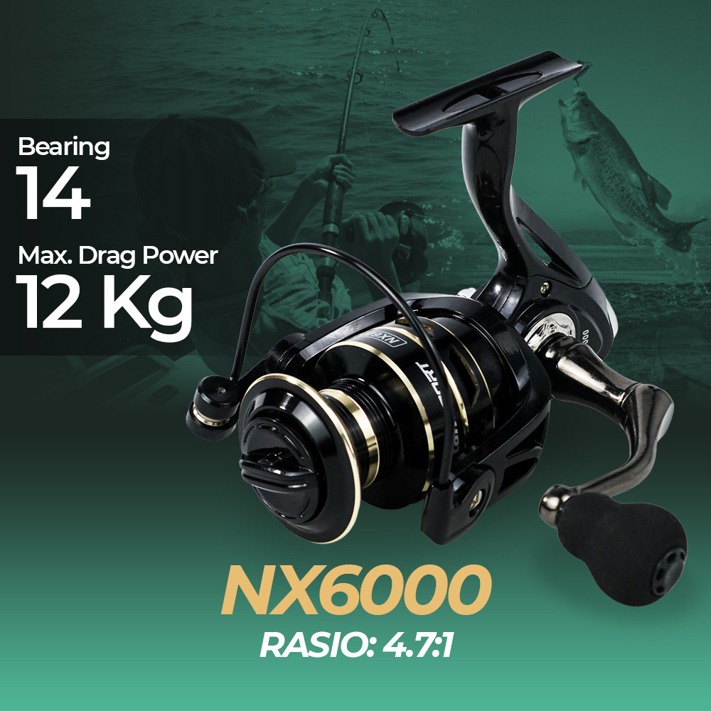 รอกตกปลาแบบหมุนโลหะ 4.7:1 - NX6000 - สีดํา