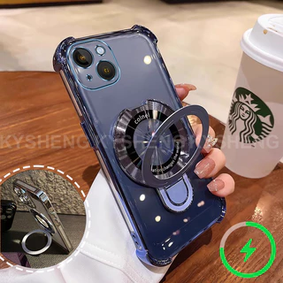 เคสสําหรับiPhone 13 14 pro max 14 plus 13 Mimiเคสโทรศัพท์ใหม่วงเล็บชาร์จแม่เหล็กสี่มุมAnti Dropโปร่งใสSoft shell 001