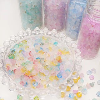 [6x3 มม.] 100 ชิ้น ดอกไม้ขนาดเล็ก ลูกปัดไล่โทนสี แฟลชทอง สำหรับทำเอง โซ่สร้อยข้อมือและสร้อยคอ