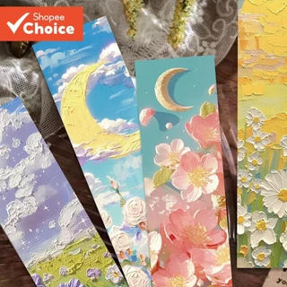 ที่คั่นหนังสือที่สวยงาม 30 ชิ้น Emboss ภาพวาดสีน้ํามันสไตล์กระดาษบุ๊คมาร์ค Fairy Tale ทิวทัศน์เครื่องเขียนนักเรียน