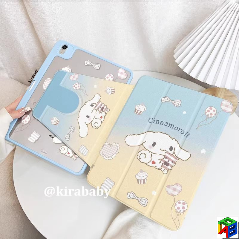 720° เคส iPad หมุนได้ air6/5 Air7-M3 2025 mini6/7 อะคริลิค pro11 สุนัขน่ารัก Blue New iPad 11 A16/10 รุ่น 2022 ฝาครอบป้องกันการตกพร้อมช่องเสียบปากกา Blue