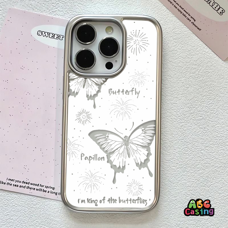 สำหรับ IPhone 16 11 12 15 14 13 Pro Max 7Plus X XR XS Max 16 15 14 Plus 8Plus เคสโทรศัพท์คู่รักลายผีเสื้อดอกไม้แสนฝัน - รูปที่ 5