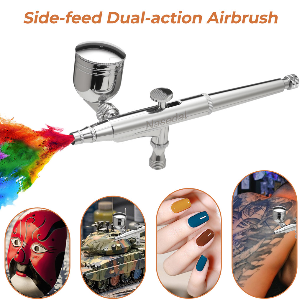 Nasedal 0.3 มม.ด้านข้างFeed Dual-action Airbrush 7ccที่ถอดออกได้ถ้วยชุดจิตรกรรมเครื่องมือเค้กแต่งหน้