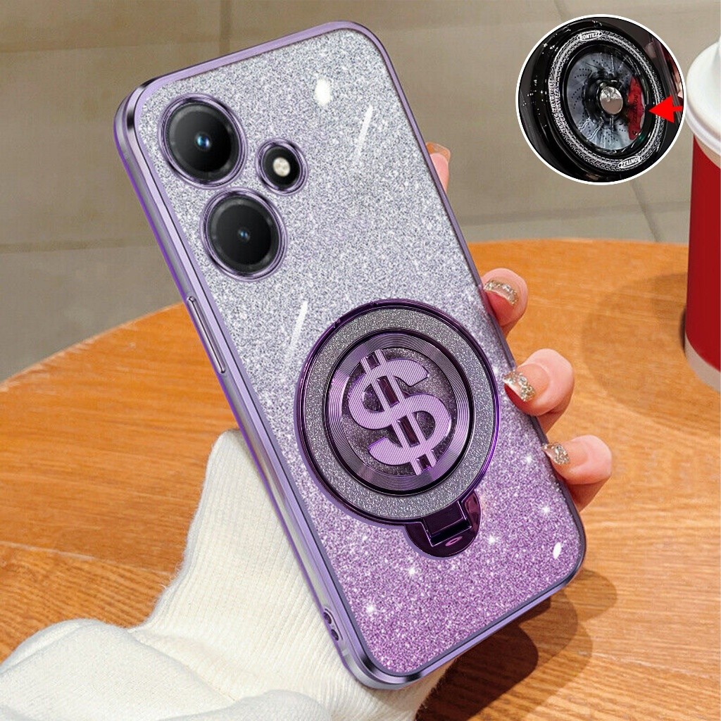 HP Xiaomi Poco F6 5G Soft Case Glitter Ring Dollar Wireless Premium