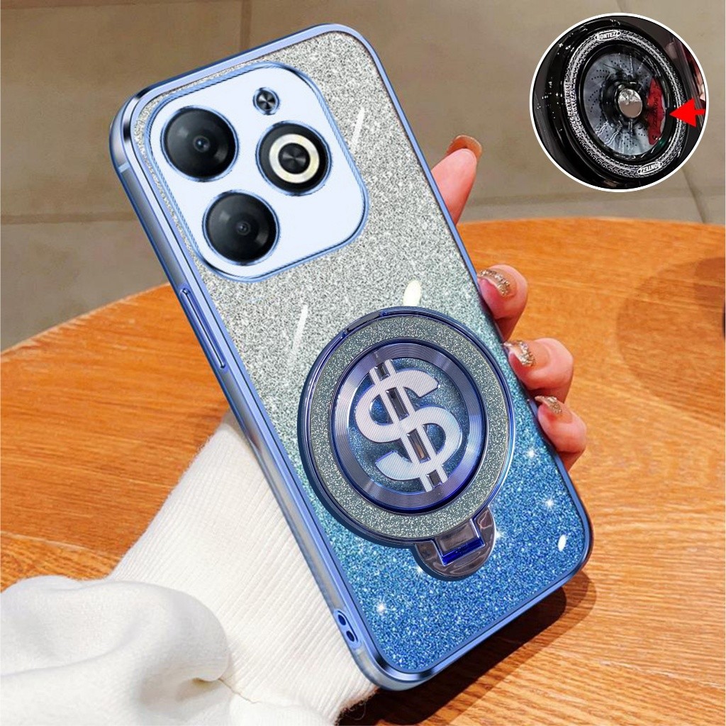 Infinix Hot 40i 40 Pro Softcase Glitter Ring Dollar Magsef Holder เคสพรีเมี่ยม
