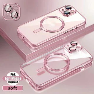 เคสโทรศัพท์โปร่งใสแบบแม่เหล็กเคลือบด้วยไฟฟ้าหรูหราเหมาะสําหรับ ไอโฟน 11 12 13 14 15 16 มือโปร สูงสุด บวก