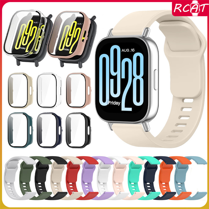 PC กรณี+สายยาง for Redmi Watch 5 Active/Redmi Watch 5 Lite เทปยางกระจกนิรภัยฟิล์มป้องกันหน้าจอยากกันชนพร้อมอุปกรณ์เสริม