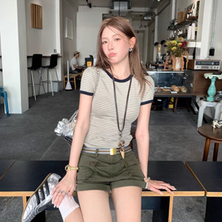 เสื้อยืดแขนสั้น Lyocell Fiber สไตล์Slim สีContrast