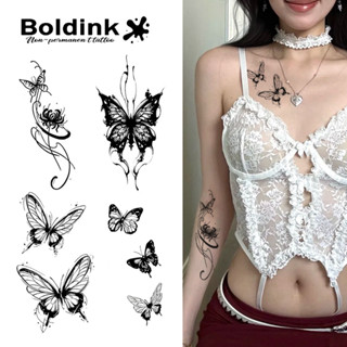 Boldink รอยสักผีเสื้อกึ่งถาวร · กันน้ำ · สติกเกอร์รอยสักมหัศ…