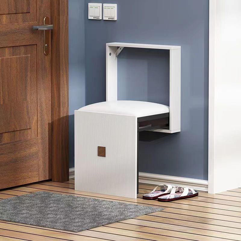 พับรองเท้าเปลี่ยนสตูลระเบียงเก้าอี้ติดผนังทางเข้าทางเดินรองเท้าที่มองไม่เห็นสตูลแขวนผนังตกแต่งสตูล