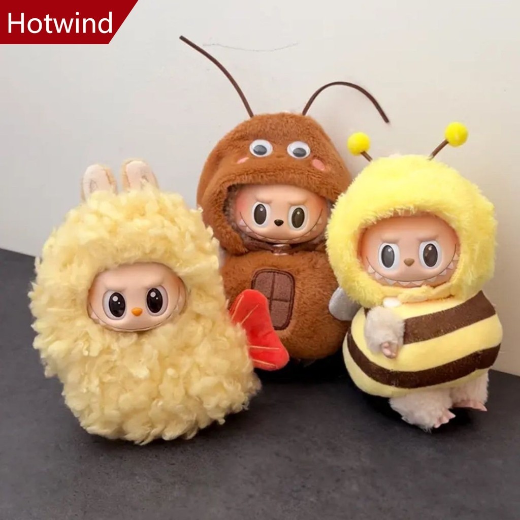 (เสื้อผ้าเท่านั้น) สําหรับ 17 ซม.v1/v2/v3 Labubu เสื้อผ้ากุ้งทอด onesie ระเบิดเสื้อผ้าสัตว์น่ารักชุดจอแสดงผล