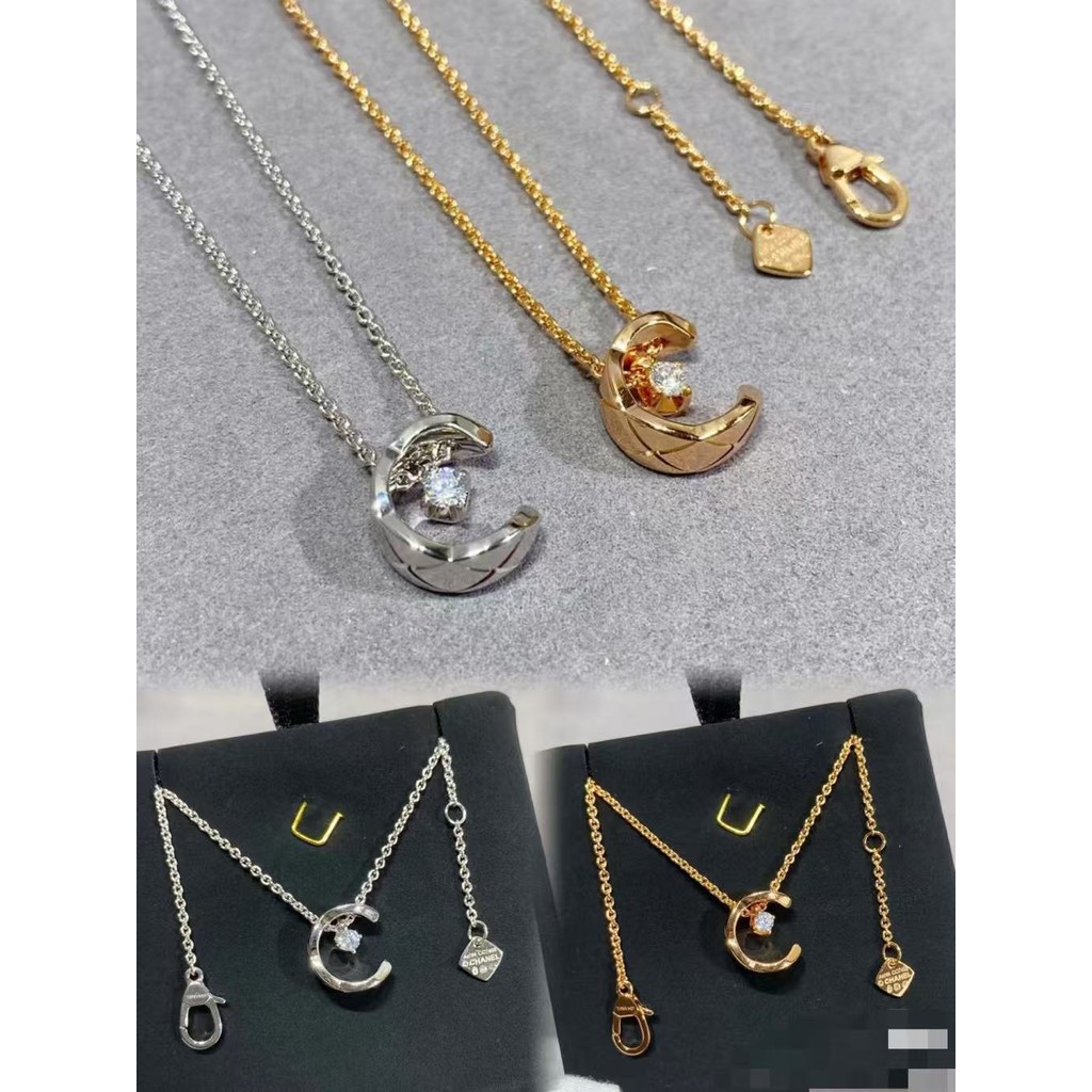 สร้อยคอเพชรพระจันทร์น้ำแข็งรุ่นสูง รุ่น CNC แม่นยำ ชุบเงิน S925 18K จี้คลาสสิกอเนกประสงค์