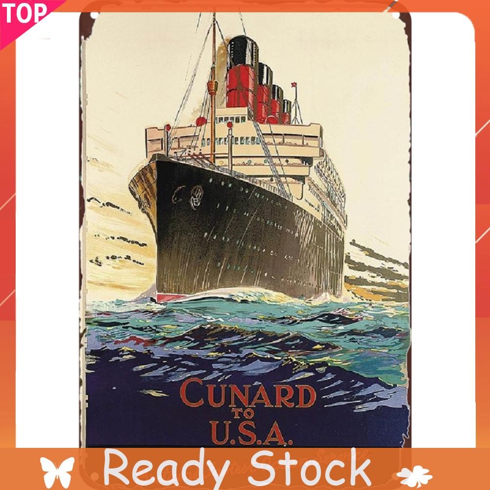 โลหะ Cunard ป้ายดีบุกสี่เหลี่ยมผืนผ้าภาพวาดเหล็ก Wall Home Bar Decor30x40 ซม.