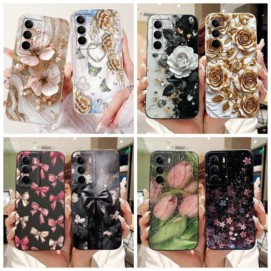 สําหรับRealme C75 C75x 4Gกรณีดอกไม้สแควร์ป้องกันโทรศัพท์มือถือสําหรับRealmeC75 C 75 x RMX3943 ซิลิโค