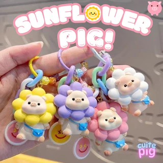 🌻พร้อมส่ง จากไทย🌻 พวงกุญแจการ์ตูน ดอกทานตะวันหมู จี้ตกแต่งเรซิ่น ของขวัญสร้างสรรค์น่ารัก KEY03