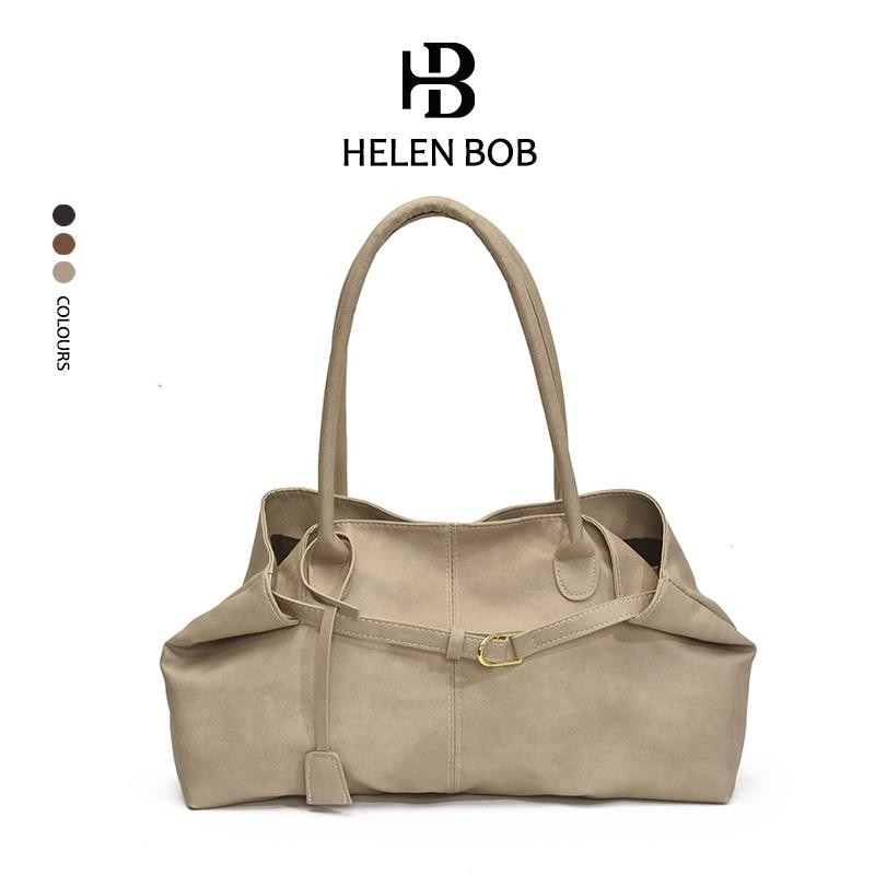 HelenBob กระเป๋าสะพายไหล่ สำหรับผู้หญิง สไตล์ลำลองเกาหลีใต้ ความจุมาก ทำจากวัสดุ Pu เหมาะสำหรับทำงาน
