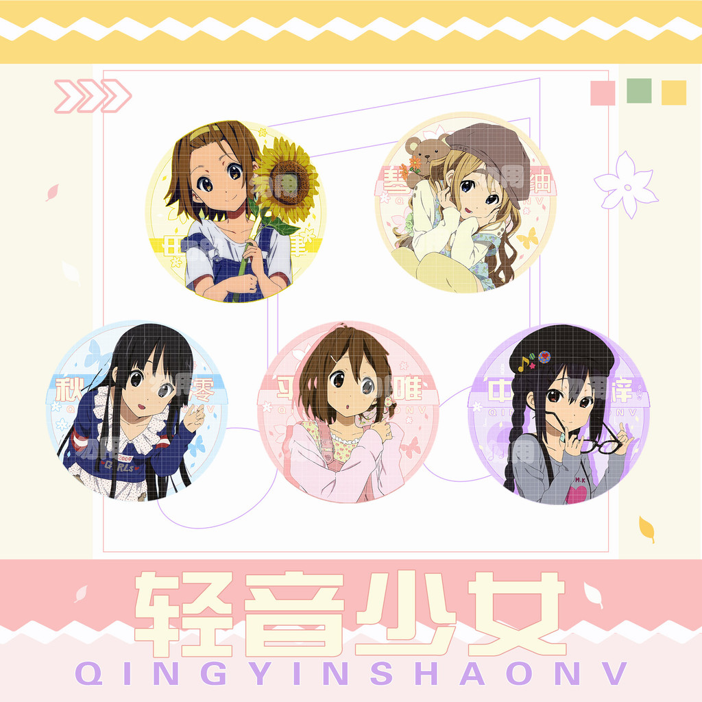 K-ON Badge Anime Merch Hirasawa Yui Akiyama Mio 58mm Tinplate Pin เข็มกลัด
