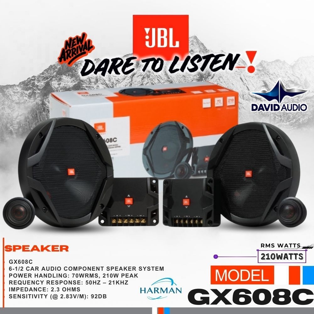 งานเเบรนแท้ JBLลำโพงแยกชิ้น6.5นิ้ว JBL รุ่น GX608C 6.5นิ้ว ลำโพงเสียงดีติดรถยนต์ของแท้100%