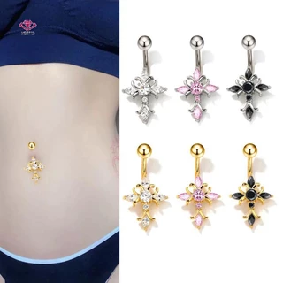 HWETR คริสตัล Star Dangled Belly ปุ่มแหวนสแตนเลส Dainsty Zircon สะดือแหวน Belly เจาะ Body Jewelries ใหม่
