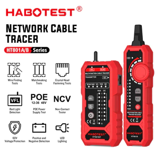 HABOTEST HT801A/B Ethernet LAN เครื่องทดสอบสายเคเบิลเครือข่ายเครื่องตรวจจับ RJ11 RJ45 Cat5 Cat6 โทรศัพท์ติดตามสาย Tracer Toner