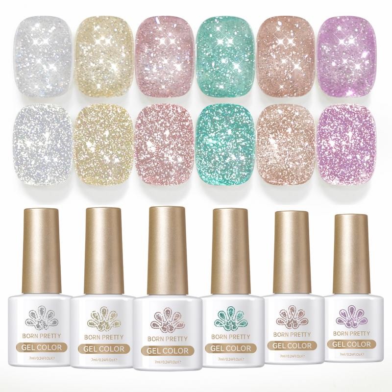 BORN PRETTY 7ml กะรัต Mirage สะท้อนแสง Glitter Gel ชุดเล็บ ultra Shine Soak Off UV เจลเล็บเคลือบเงา