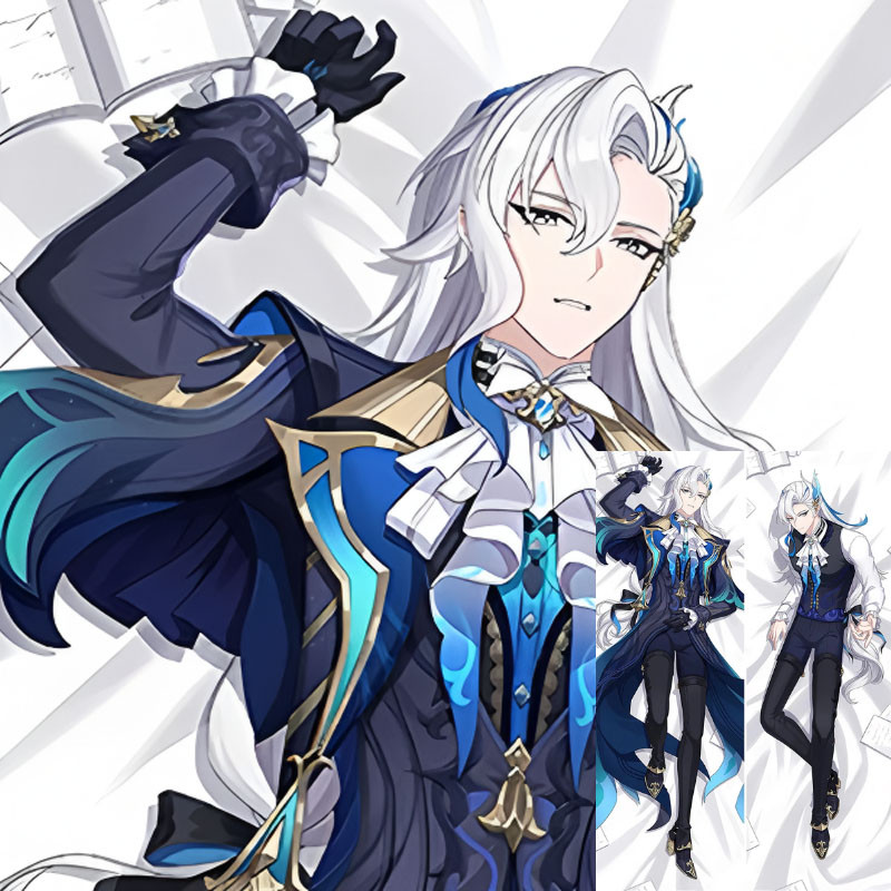 อะนิเมะญี่ปุ่น Otaku หมอนเบาะรองนั่งเกม Genshin Impact Neuvillette Dakimakura หมอนชาย