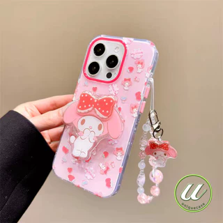 สร้อยข้อมือเมโลดี้สตรอเบอร์รี่หวาน เคส IPhone 11 16 13 14 15 12 Pro Max XR 7Plus 8 7 15 14 16 Plus X XS Max SE 2020