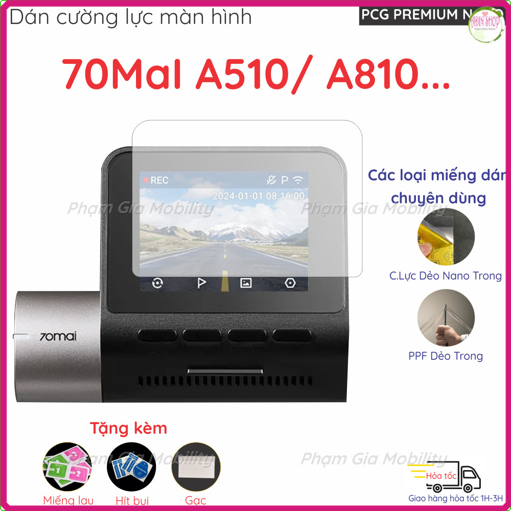 [Combo 2 ชิ้น] 70MaI 70 Mai A510/ A810 dash cam ฟิล์มกันรอยหน้าจอ... anti-break nano ยืดหยุ่น ป้องกั