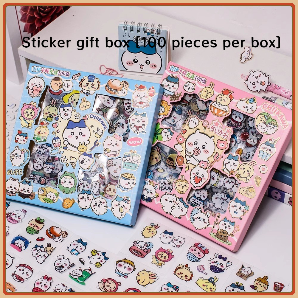 [100 แผ่น] chikawa Sticker Gift Box Cute pet Sticker diy Handbook Material Japanese Style Sticker