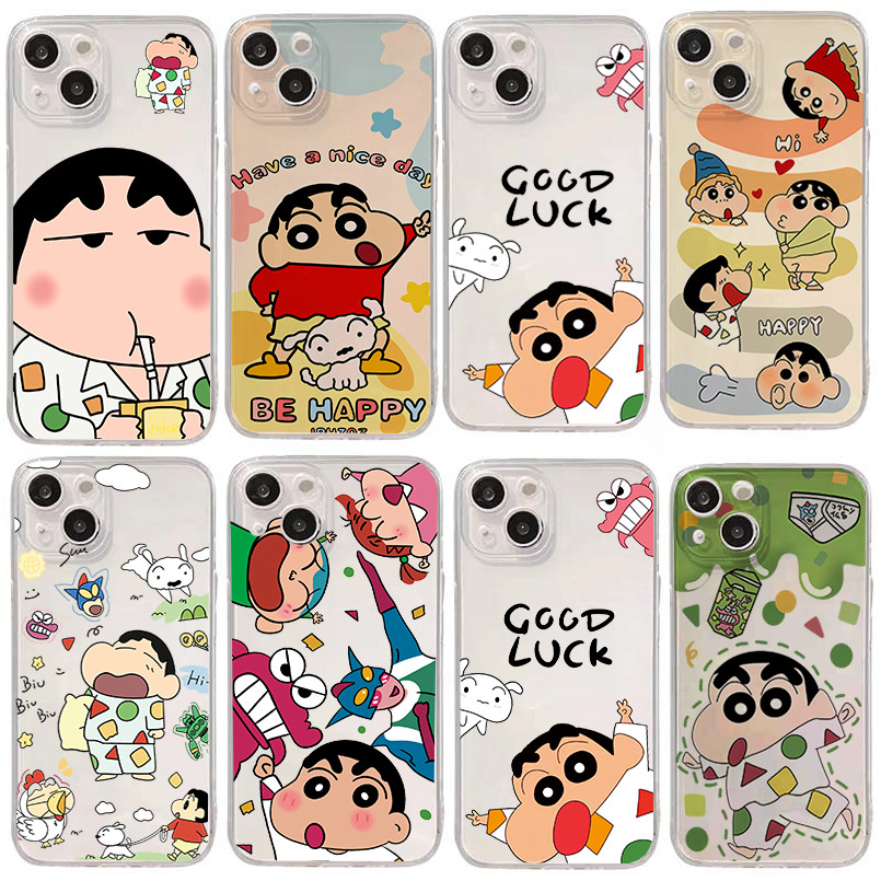 SAMSUNG น่ารักเครยอนชินจังสําหรับSamsung Galaxy S25 S24 S23 Plus Ultra S23 S24 FE S25Ultra S24Ultra S25+ S24+ S24+ Clear Case