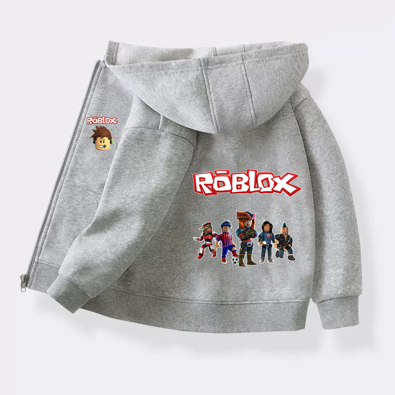 แจ็คเก็ต Roblox ใหม่สำหรับเด็ก ฤดูใบไม้ผลิและฤดูใบไม้ร่วง เสื้อฮู้ดผ้าฝ้ายสำหรับเด็กชาย แบรนด์โค้ตที่มีซิป LDY0