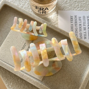 โคโวอิ สไตล์ใหม่ สีอะซิเตทฟักทอง ฉลามคลิป กิ๊บติดผม หวานน่ารัก สำหรับด้านหลังหัว - รูปที่ 2