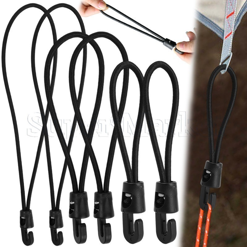 10-3PCS เชือกกระเป๋าเดินทาง สายบันจี้จัมพร้อมตะขอ สําหรับงานหนัก สายรัดรถจักรยานยนต์ ยืดหยุ่น สําหรับผ้าใบกันน้ําเต็นท์ตั้งแคมป์