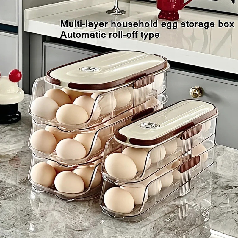 Egg Storage Box Multi-layer Automatic Egg Rolling Tray Rack for Storage of Refrigerator Special Food