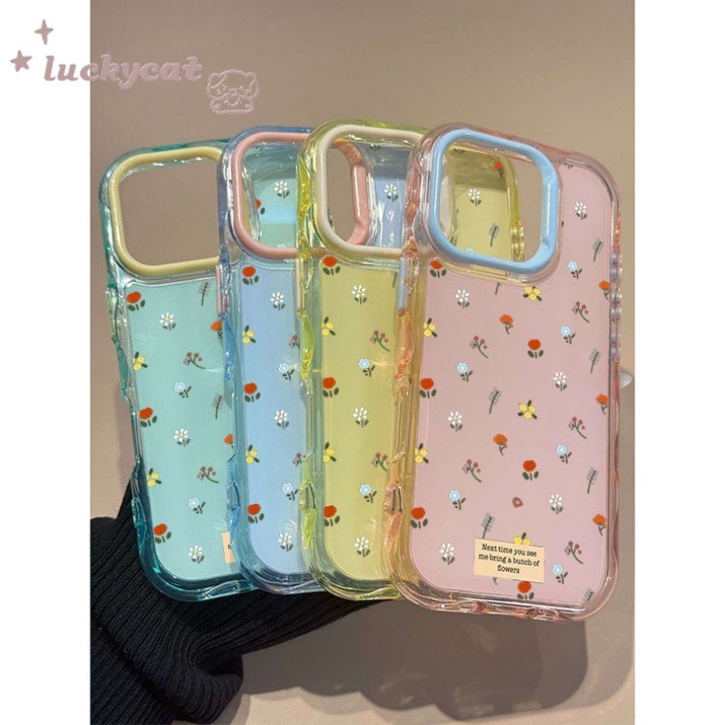 เข้ากันได้กับ iPhone 16 15 14 13 12 11 Pro Max X Xr Xs Max เคสโทรศัพท์ Ins ดอกไม้ที่มีสีสัน Fragments สี Jelly Soft ฝาหลัง