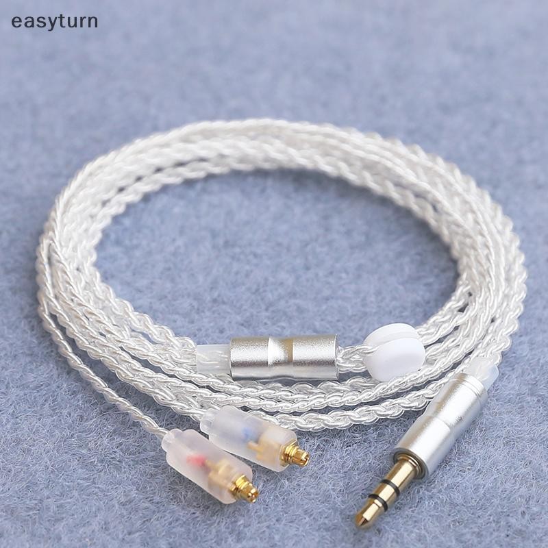 Easyturn HiFi หูฟังอัพเกรดสาย MMCX 3.5 มม.1.2 ม.สายชุบเงินสําหรับ IE200/IE300/IE600/IE900/ N5005/N30