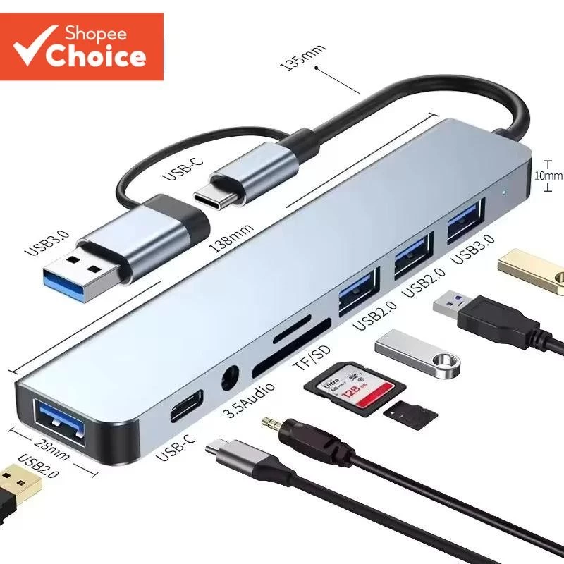 ฮับ USB-C หลายพอร์ตพร้อมเครื่องอ่านการ์ดหน่วยความจําสําหรับแล็ปท็อป Huawei​