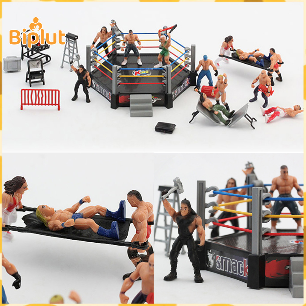 1 ชุด Wrestling Playset ที่สมจริง DIY Mini Wrestling Action Figure Play ชุดสําหรับเด็ก