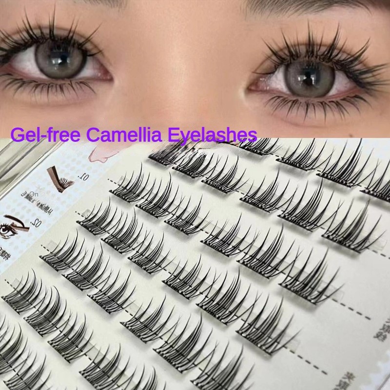 [ชุดปลอดกาว] ขนตาปลอมเกาหลีสาวหวาน Camellia Natural Segmented Self-Adhesive Simple Eyelashes Novice