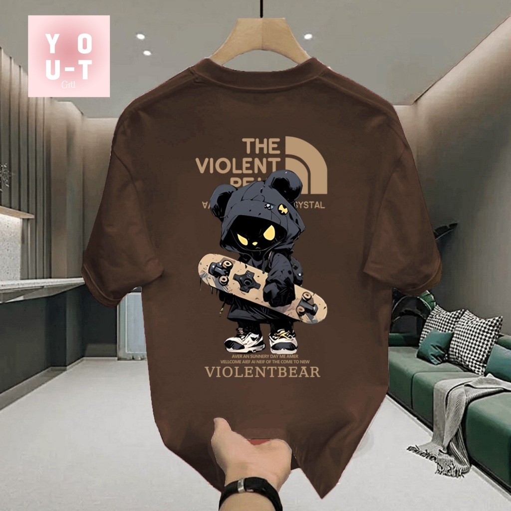 YOU-T เสื้อยืดโอเวอร์ไซส์ เสื้อแฟชั่น สวมใส่สบาย ผ้าฝ้ายแท้100% เสื้อยืดวินเทจ ยูนิเซ็กส์ ภาพพิมพ์ “THE VIOLENT01” ราคา ถูกที่สุด ดีลบีเคเค