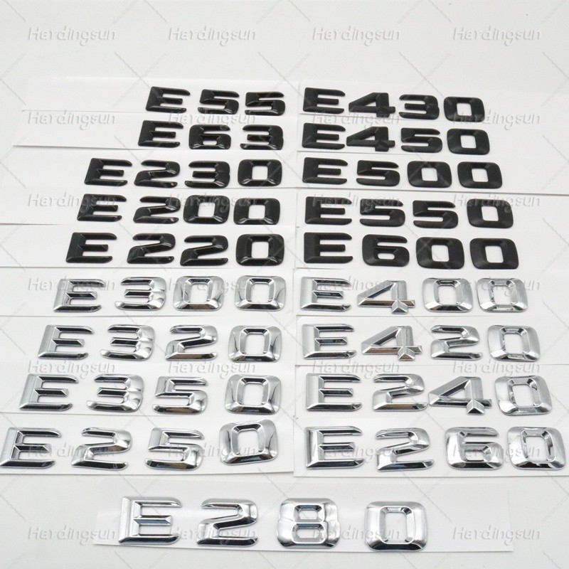 Trunk Emblem Badge โลโก้สําหรับ Mercedes Benz W210 W211 E43 E53 E63 E55 E200 E220 E250 E280 E320 E350 E420 E550 E500 E430