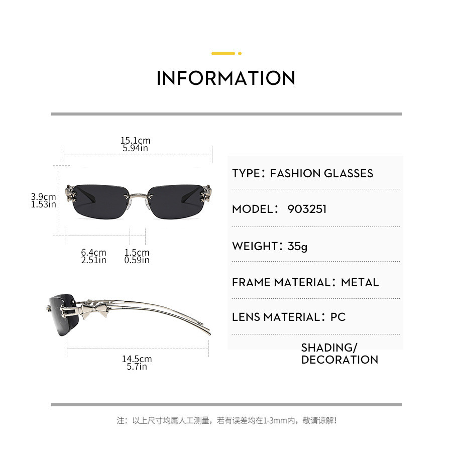 แว่นกันแดดน้ำหนักเบาสไตล์เกาหลีสําหรับผู้หญิงรูปสี่เหลี่ยมผืนผ้าไม่มีขอบ Y2K เซ็กซี่ Rhinestone กลางแจ้ง - รูปที่ 5