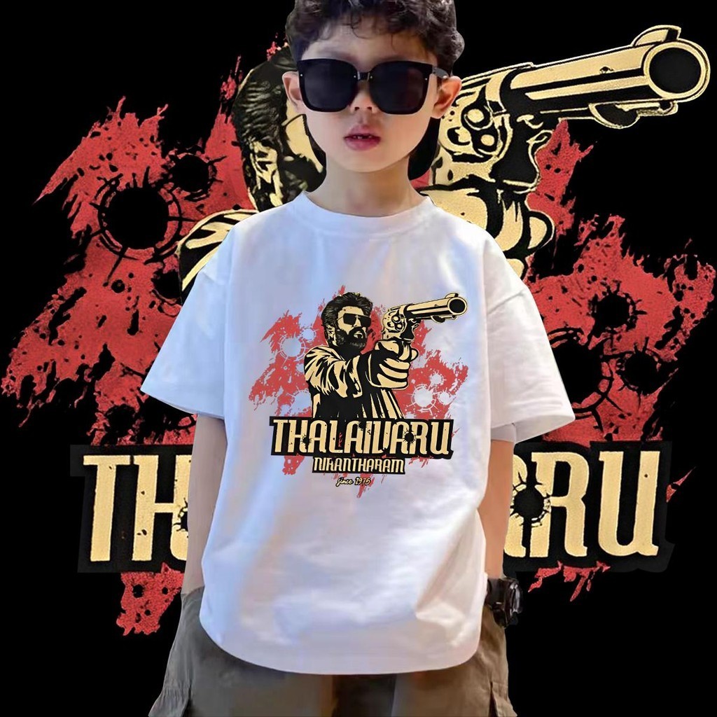 Superstar Rajinikanth JAILER เสื้อยืดเด็ก Thalivaru Niranธาราม 100 ซม.-150 ซม.